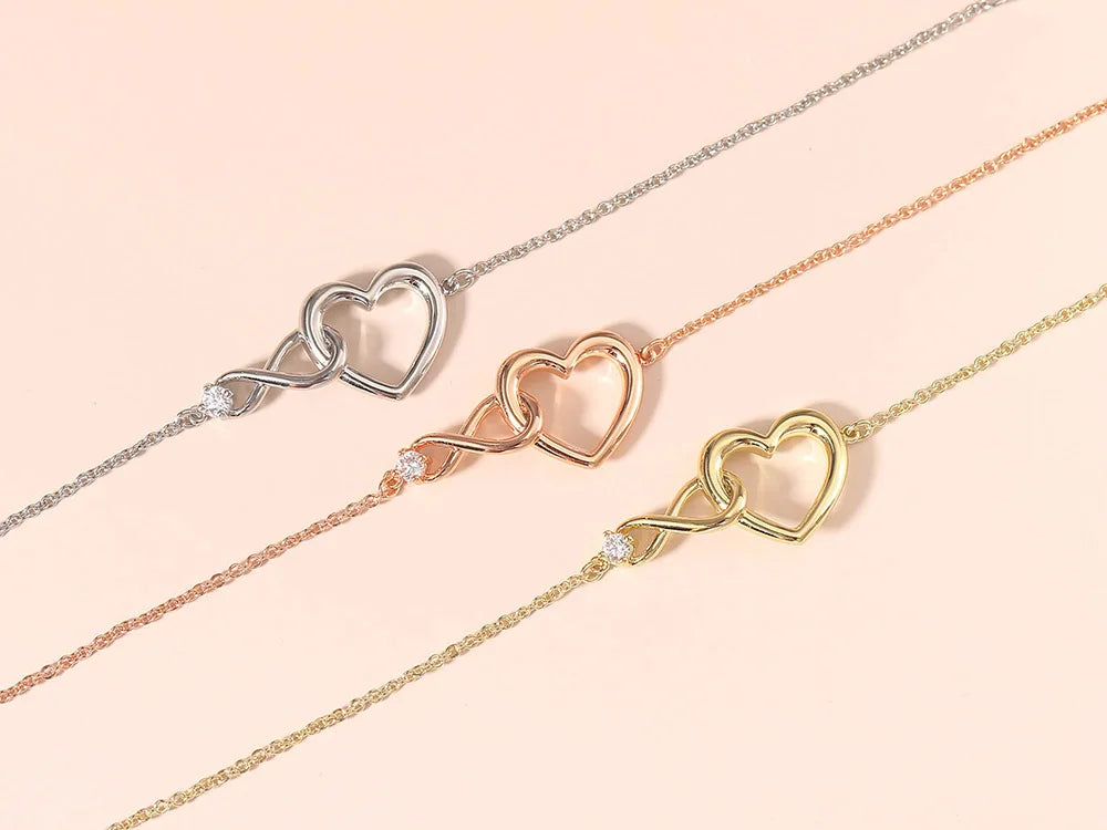 Korean Style Crystal Heart Bracelet – Elegant Rose Gold Charm Bangle