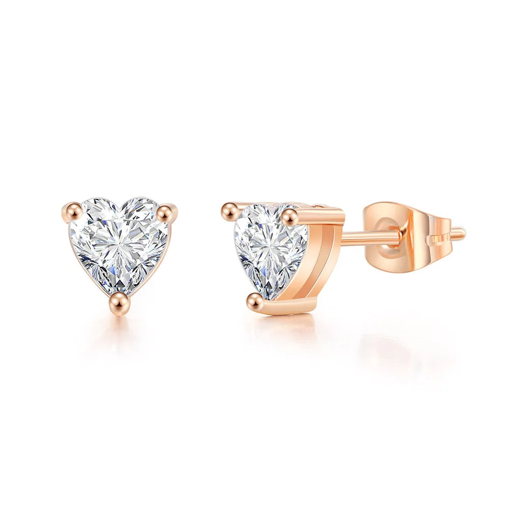 Luxe Heart Zircon Earrings – Dazzling Crystal Studs in Multiple Sizes