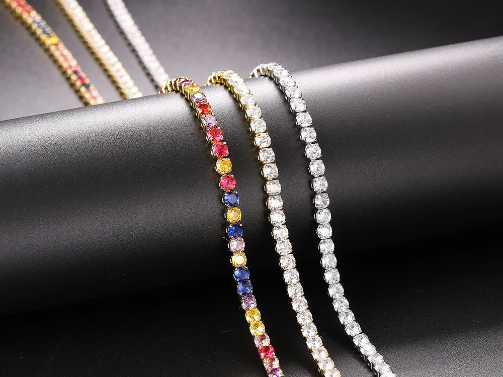 Luxe Zircon Tennis Necklace β Elegant Silver Choker with Brilliant Sparkle