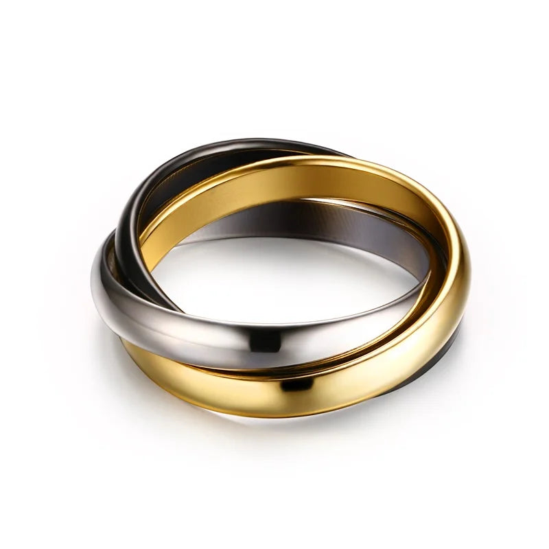 The Trinity Band – Interlocked Stainless Steel Triple Ring