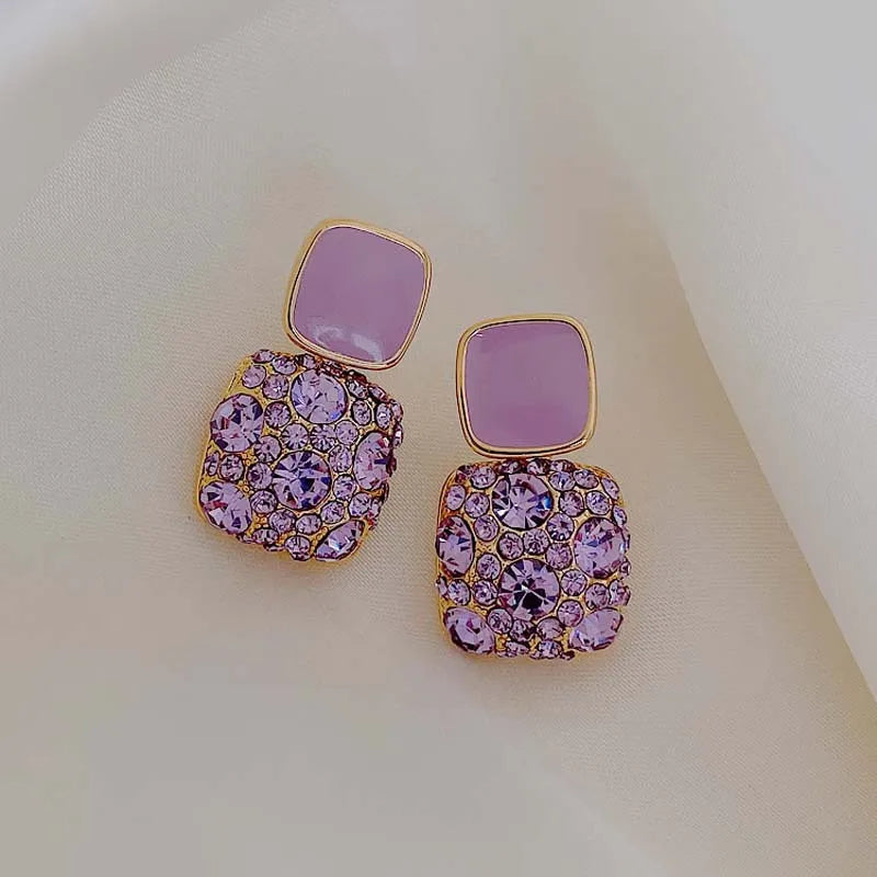 Unique Vintage Shiny Crystal Geometric Earrings