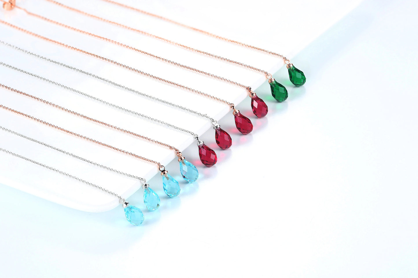 Sparkling Rose Gold Ear Threaders – Elegant Long Dangle Crystal