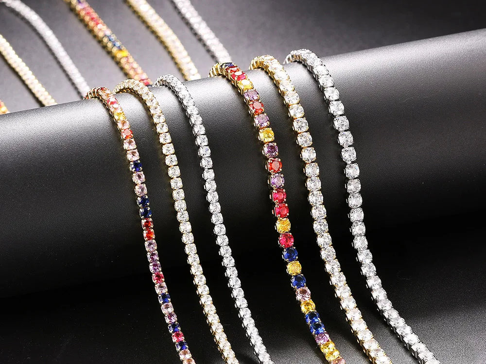 Luxe Zircon Tennis Necklace β Elegant Silver Choker with Brilliant Sparkle