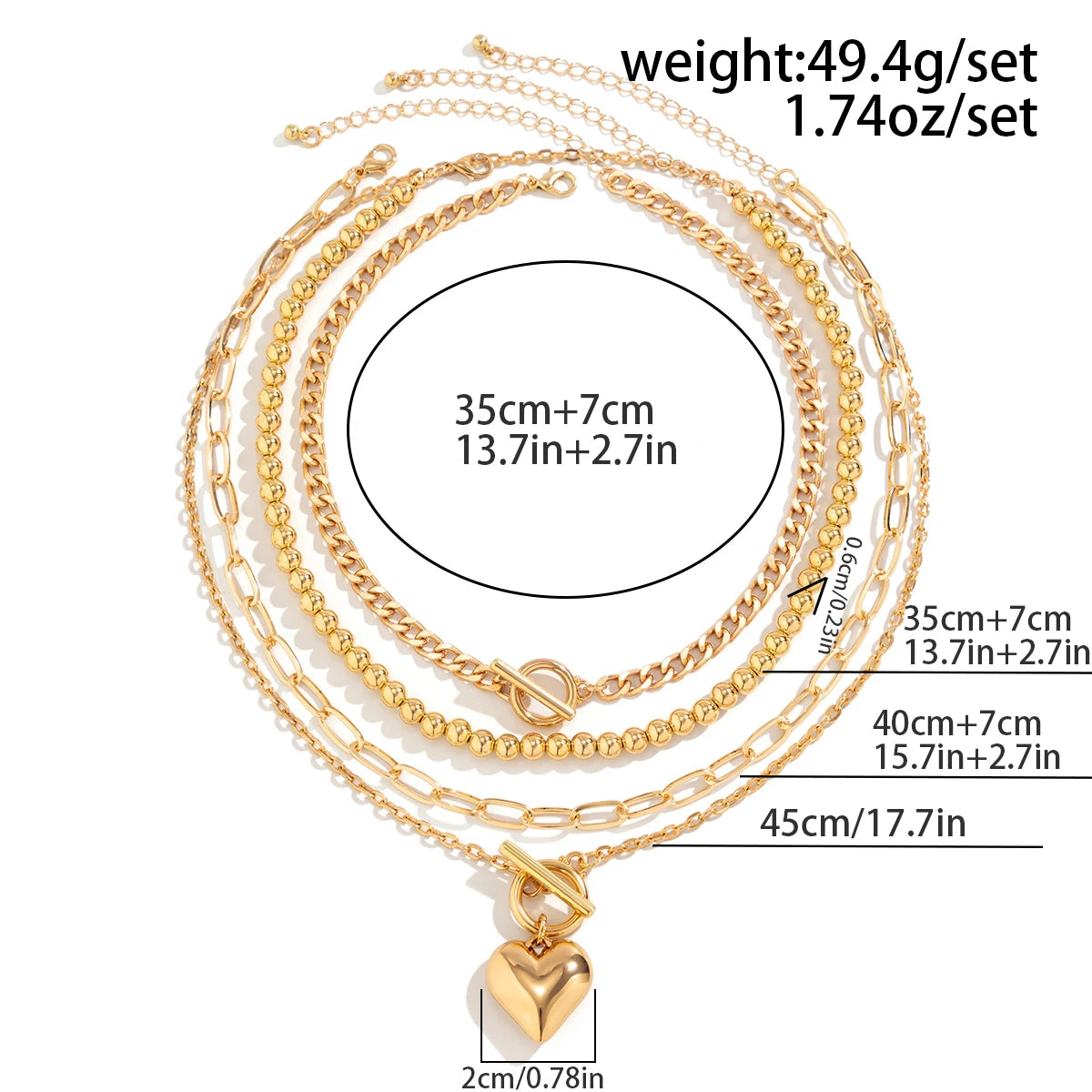 The Rebel Heart Set – 4-Piece Gold-Tone Necklace Collection
