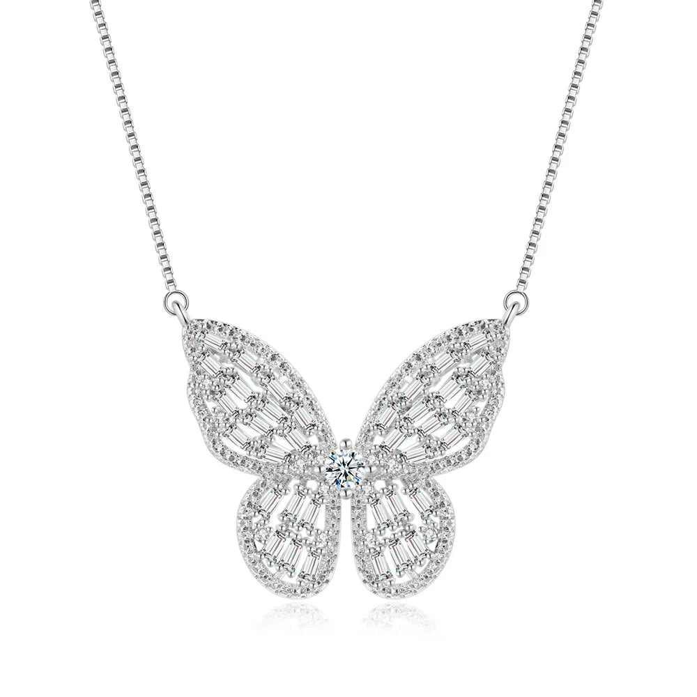 Shimmering Butterfly Pendant Necklace β Luxury Cubic Zirconia with Silver Chain