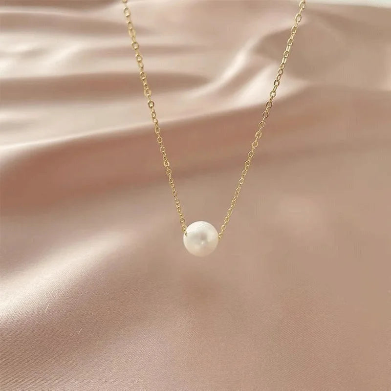Platinum ALL LOVE Elegant One Pearl Necklace