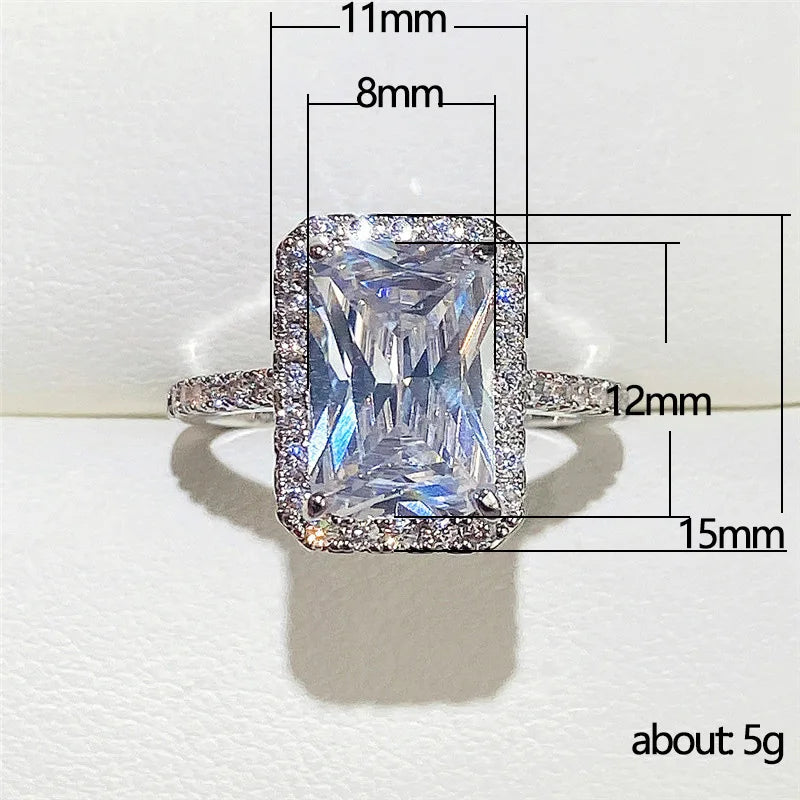 Light Luxury Sterling Silver Moissanite Ring – Square Cut Engagement Style
