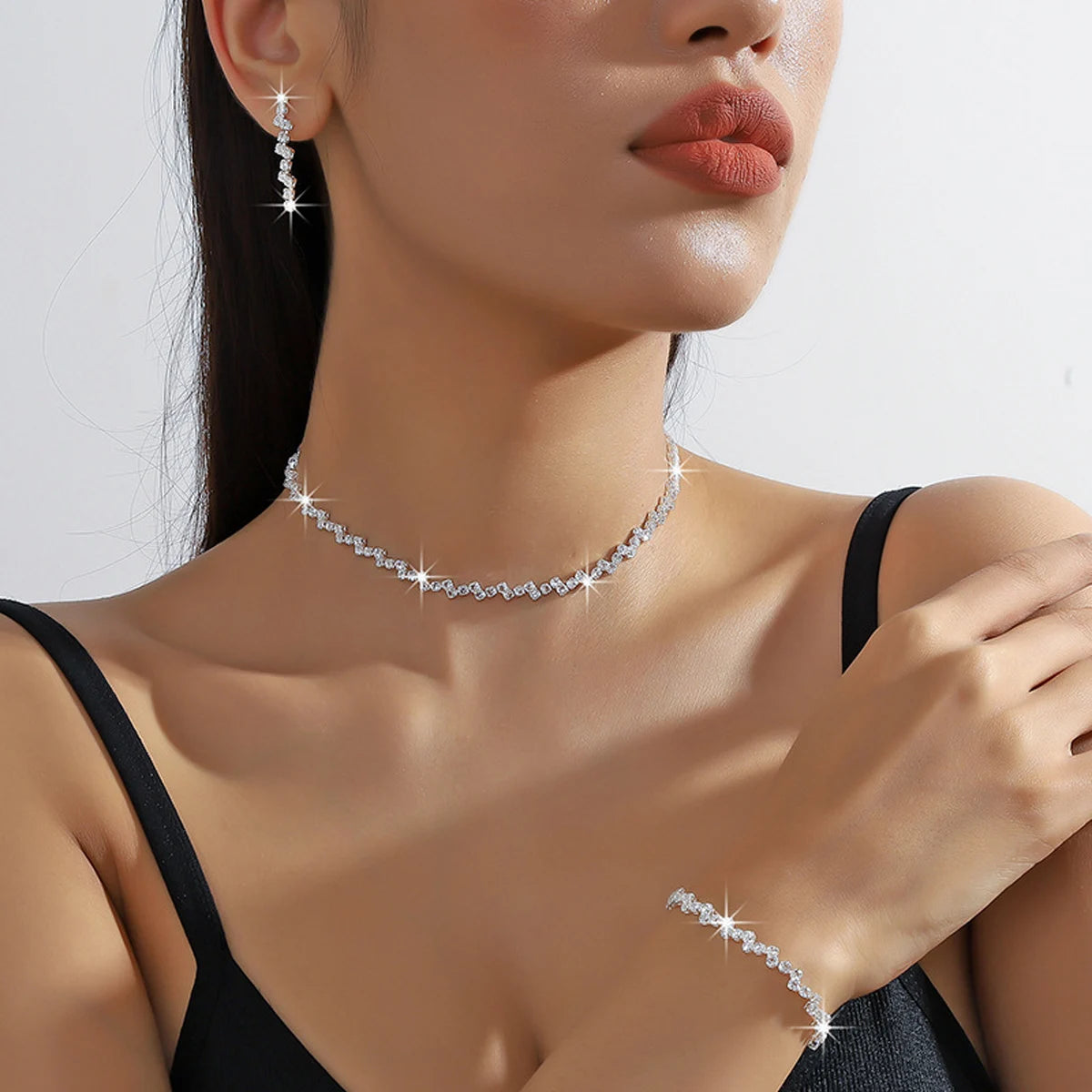 The Starlume Set – Shiny Silver Plated Necklace & Bracelet Duo