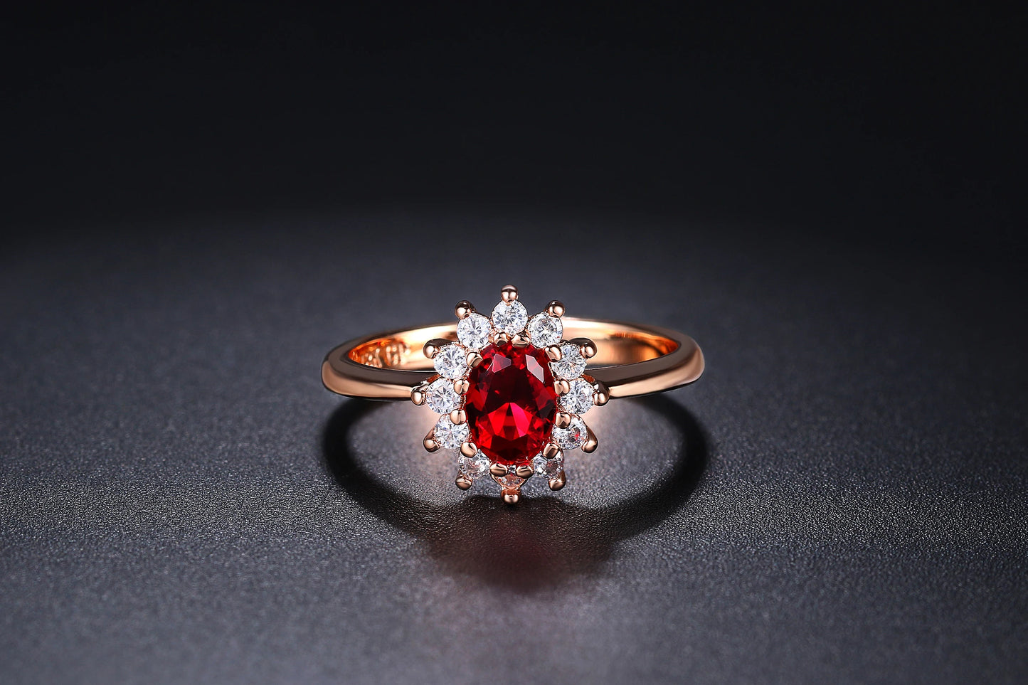 Premium Red Crystal Ring β Rose Gold With Gems