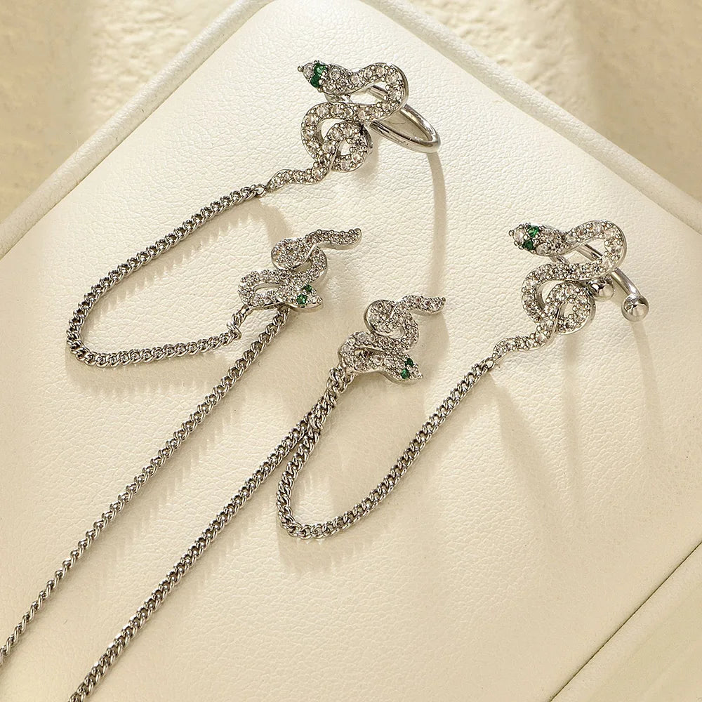 Silver Snake Ear Clip β Delicate Non-Pierced Cartilage Cuff Earring