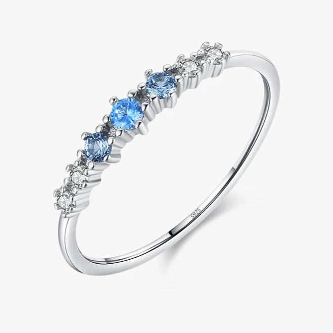 Azure Whisper – Sterling Silver Blue Zirconia Stacking Ring