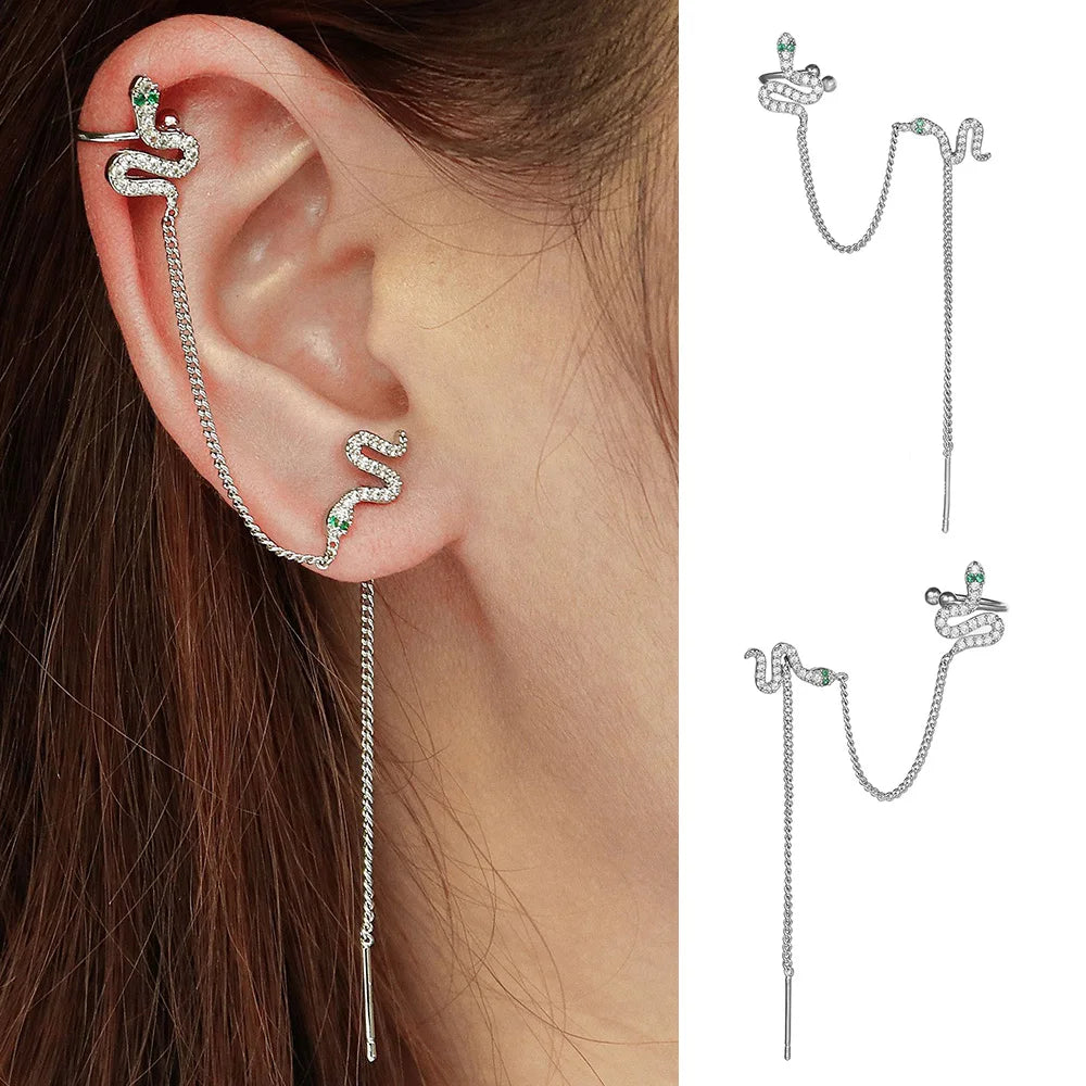 Silver Snake Ear Clip β Delicate Non-Pierced Cartilage Cuff Earring