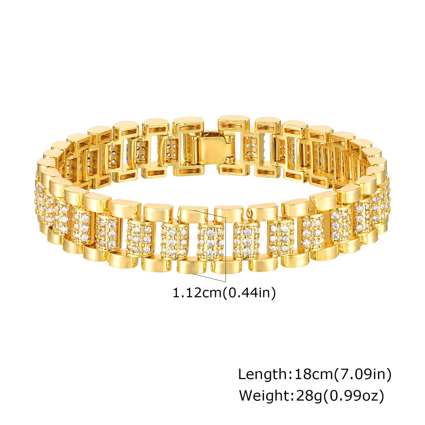14K Gold-Plated Signature Paperclip Bracelet with CZ Watch Links – Adjustable. Elevated. Iconic.