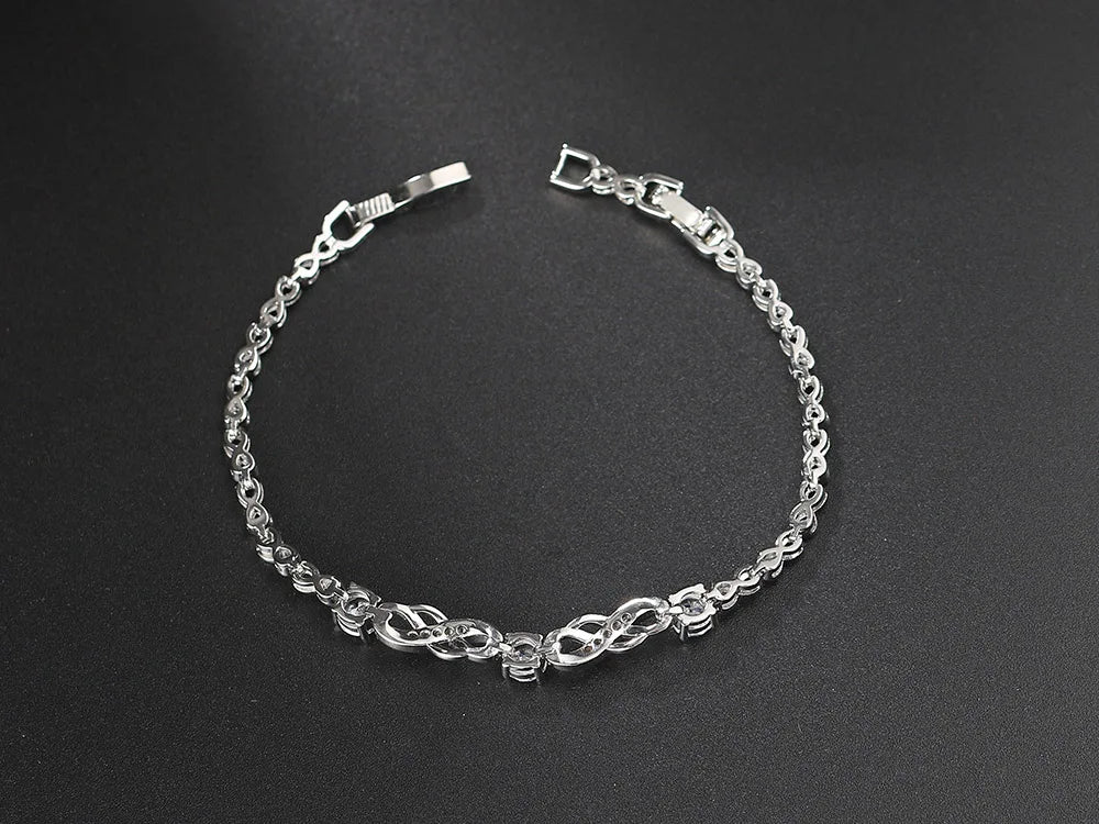 Fine Jewelry Wave Bracelet – Luxury Silver Color Cubic Zirconia Accessory