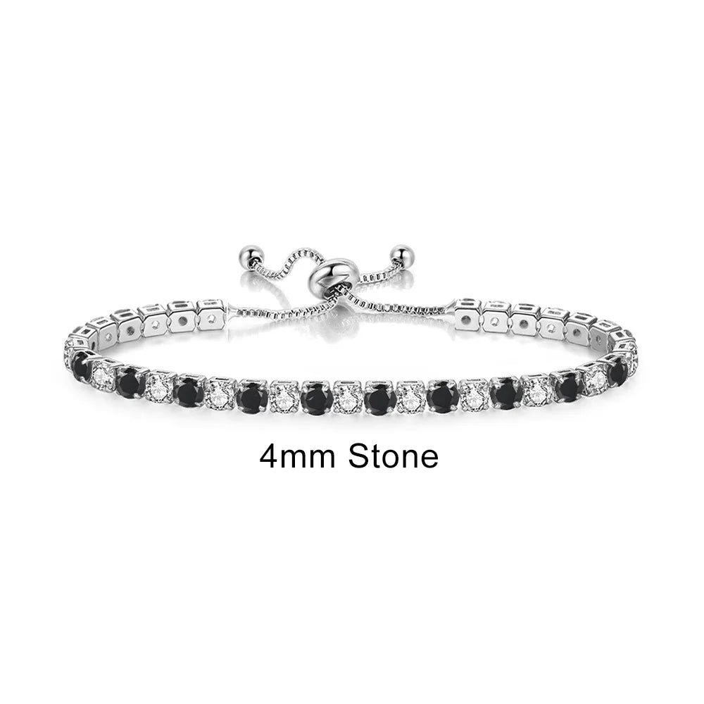 Adjustable Multicolor Tennis Bracelet – Rainbow Zircon Charm