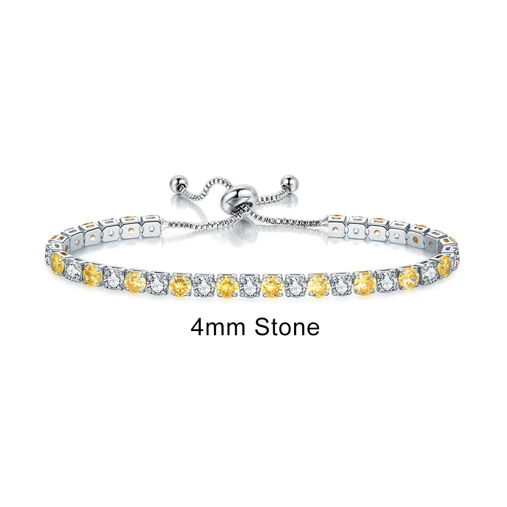Adjustable Multicolor Tennis Bracelet – Rainbow Zircon Charm