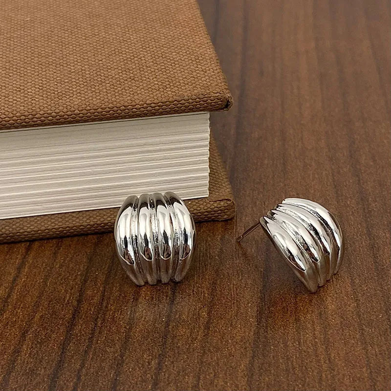 The Obsidian Hoops – Metallic Oval Earrings