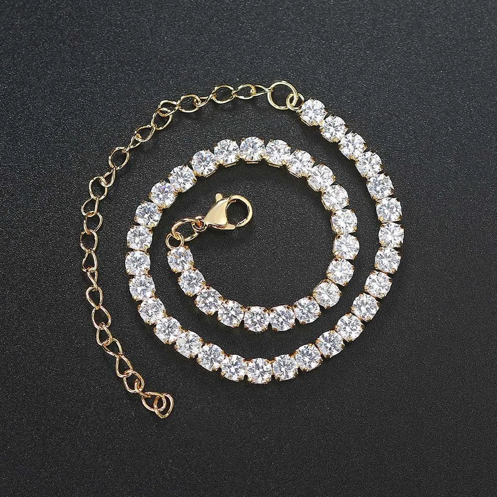 Iced Out 4MM Zircon Tennis Anklet β Dazzling Foot Chain Bracelet