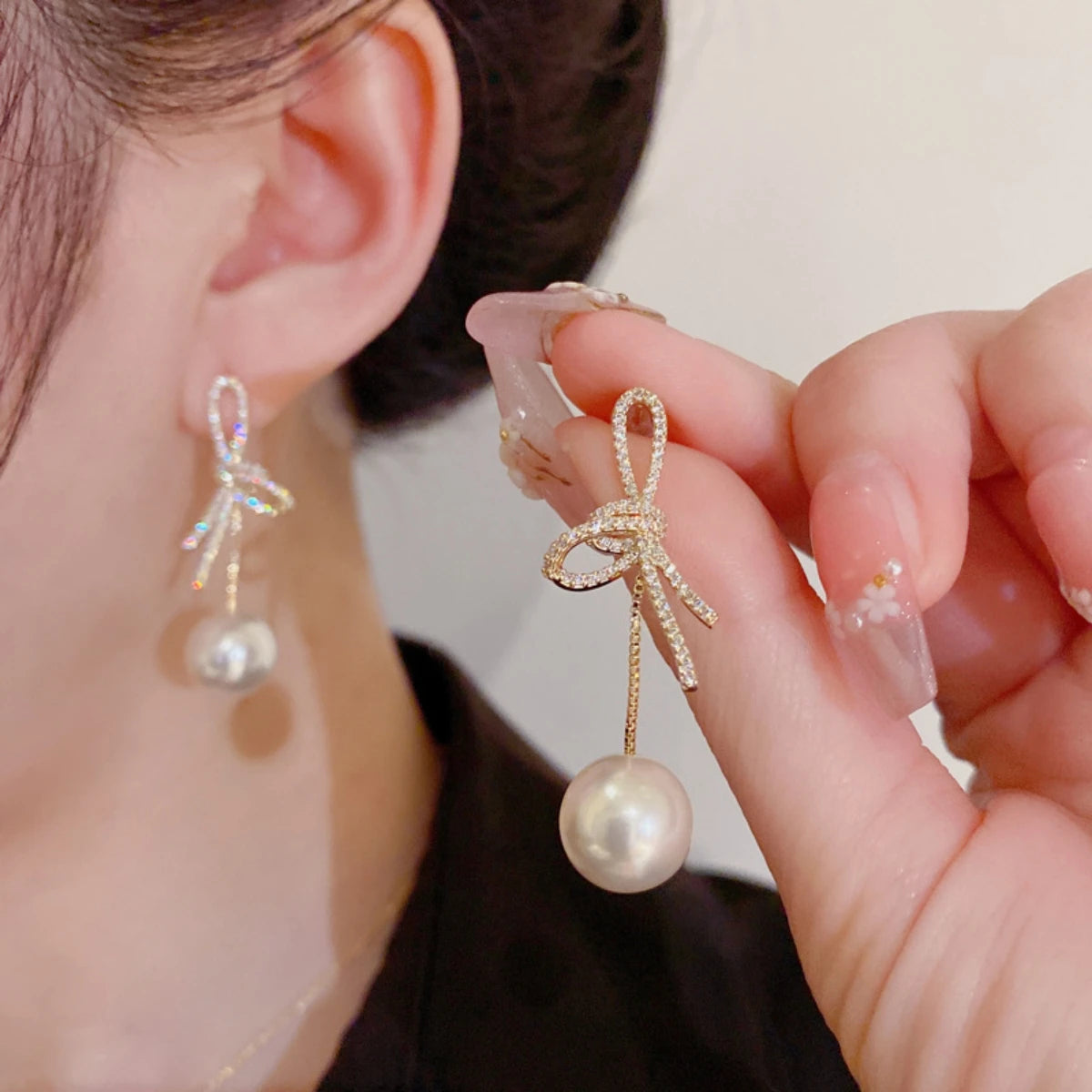 Grace Knot Simulated Pearl Earrings – Silver Stud Edition