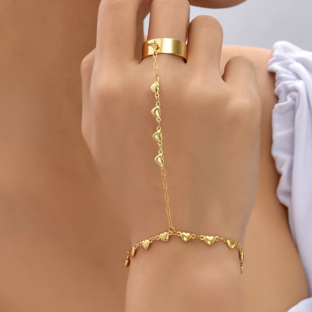 Aurum Bond Golden Bracelet & Ring Chain