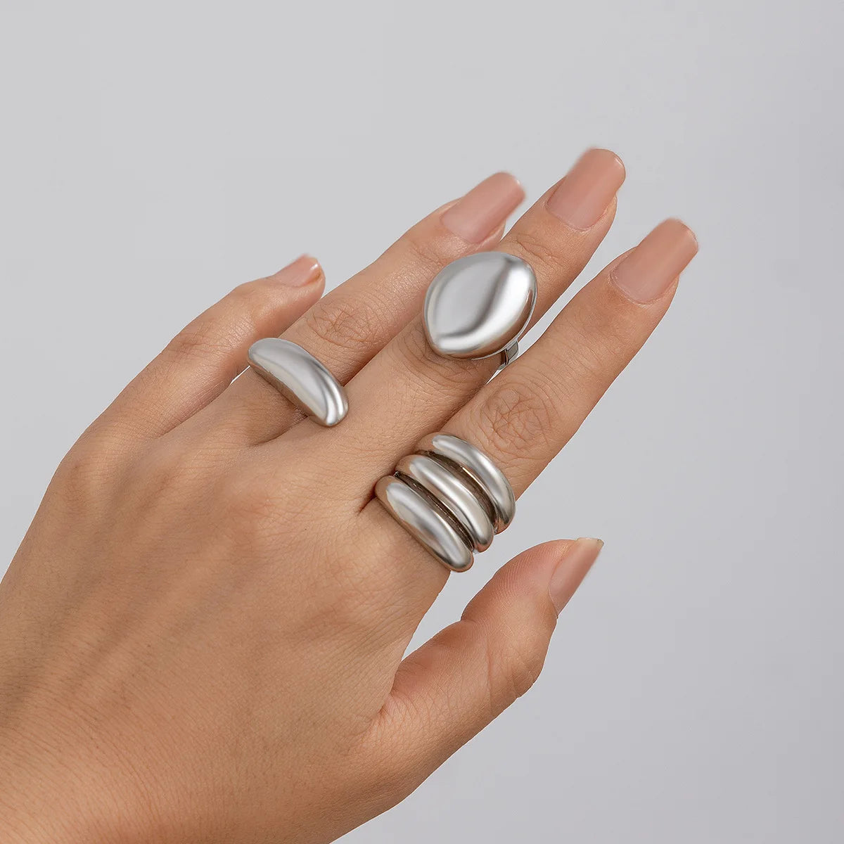 3-Piece Geometric Metal Ring Set – Gold & Silver Knuckle and Joint Statement