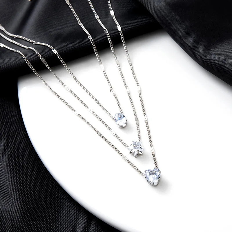 The Vespera Pendant – Multilayer Zircon Choker Necklace