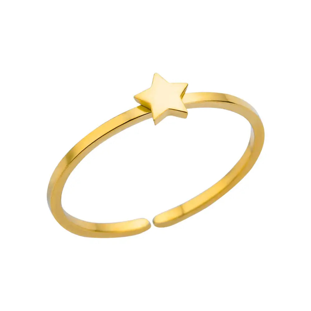 Stella Nova Rings – Adjustable Gold-Tone Stainless Steel with Star & Shell
