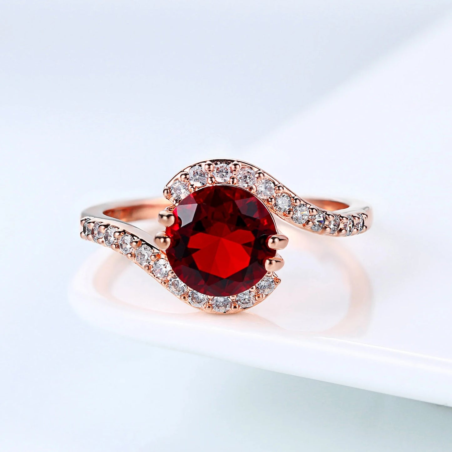 Radiant Red Crystal Ring β Elegant Statement Jewelry with Bold Gemstone