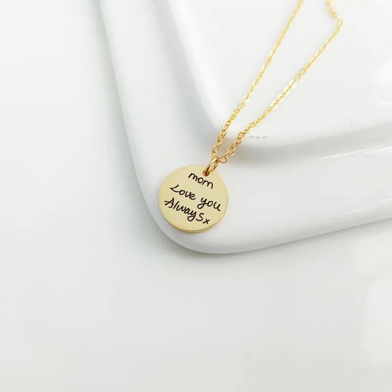 Custom Engraved Name Necklace – Personalized Stainless Steel Disc Pendant