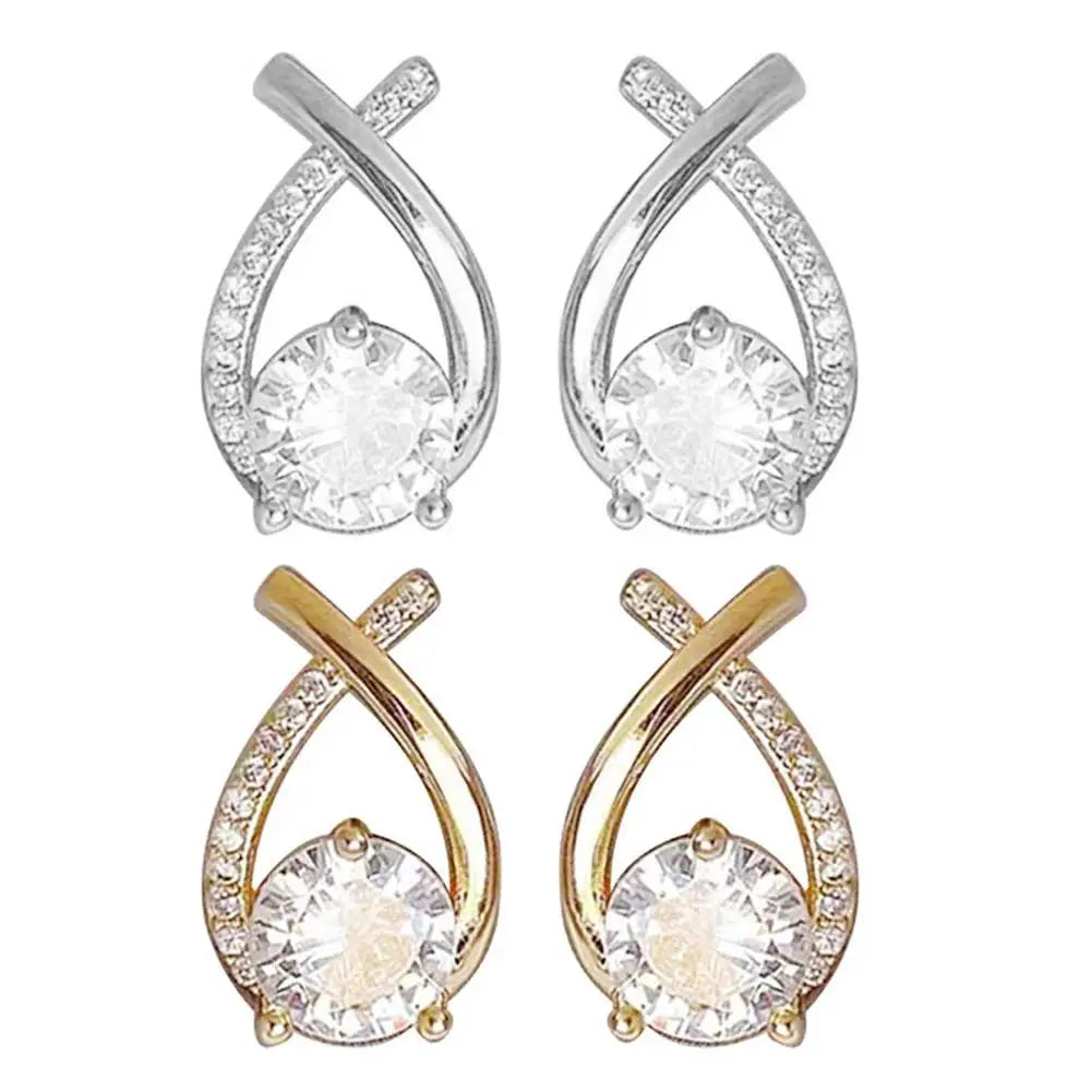 ELEGANT SHINE CROSS STUD Earrings