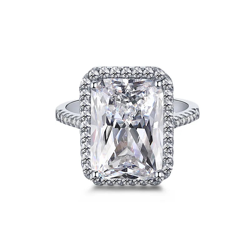 Light Luxury Sterling Silver Moissanite Ring – Square Cut Engagement Style