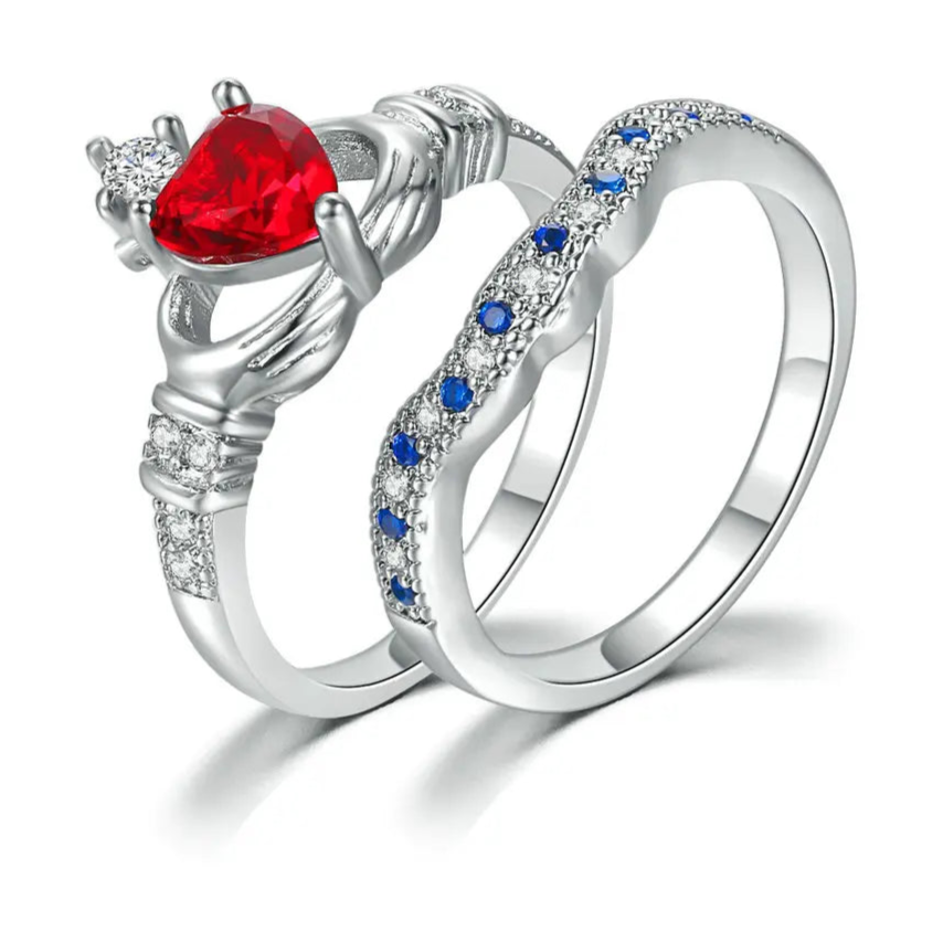 Luxury Crown & Heart Ring β Silver Color CZ Crystal Jewelry