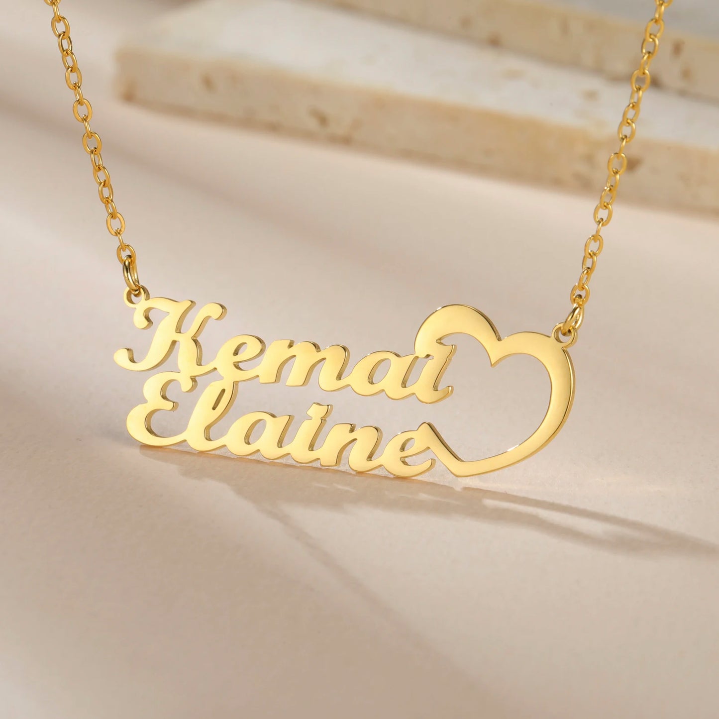 Elegant Custom Name Necklace β Dual Name Personalized Pendant in Premium Stainless Steel