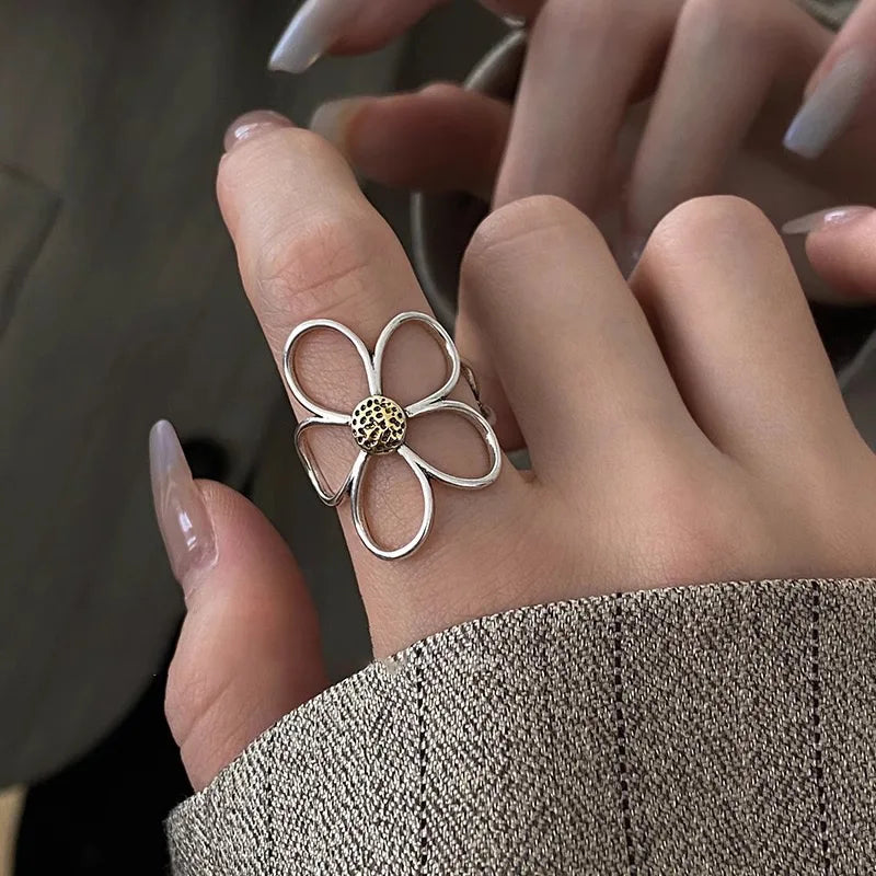 Sterling Silver Flower Rings – Modern Minimalist Bands