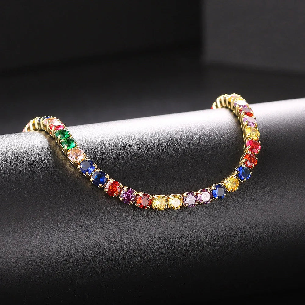 Luxe Zircon Tennis Necklace β Elegant Silver Choker with Brilliant Sparkle