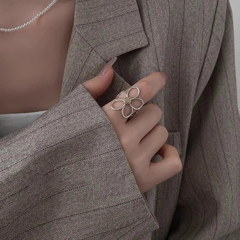 Sterling Silver Flower Rings – Modern Minimalist Bands