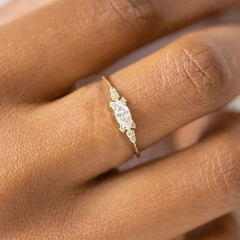 INS Trendy Gold Midi Ring – Dainty Zircon Luxury