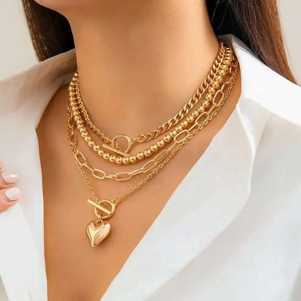 The Rebel Heart Set – 4-Piece Gold-Tone Necklace Collection