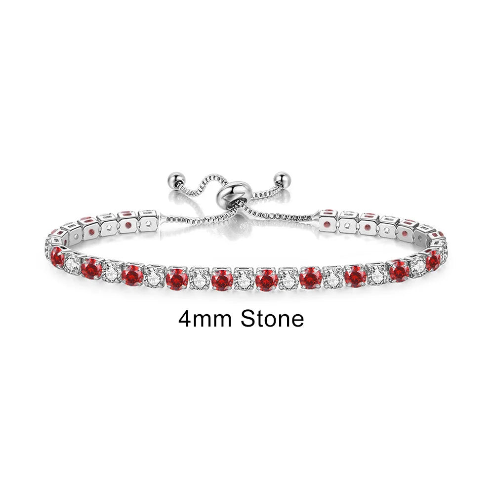 Adjustable Multicolor Tennis Bracelet – Rainbow Zircon Charm
