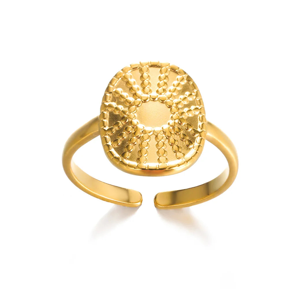 Stella Nova Rings – Adjustable Gold-Tone Stainless Steel with Star & Shell