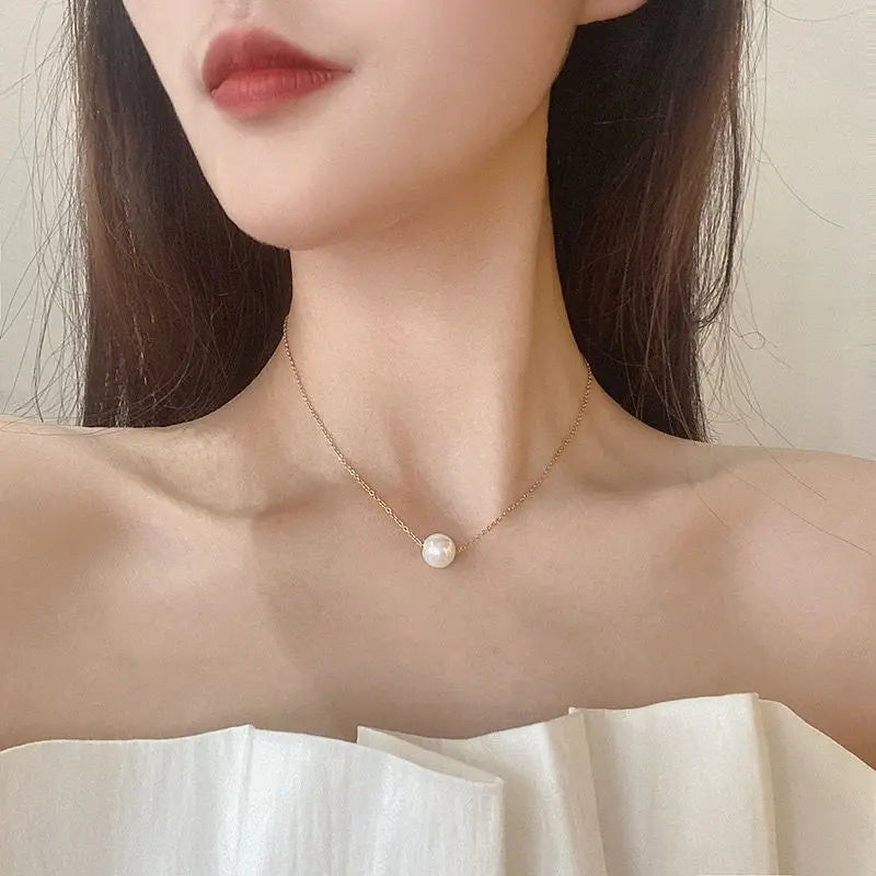 Platinum ALL LOVE Elegant One Pearl Necklace