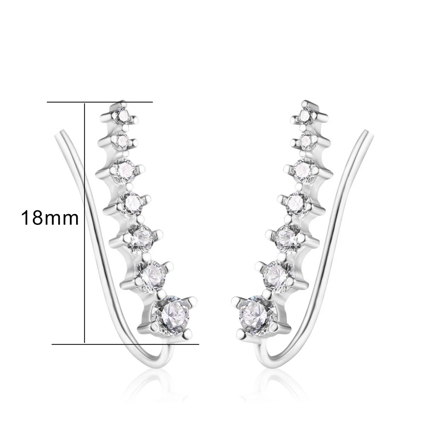 Zircon Climbing Ear Cuff Earrings โ Long Dipper Clip-On Fashion