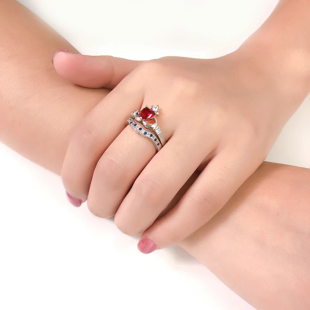 Luxury Crown & Heart Ring β Silver Color CZ Crystal Jewelry