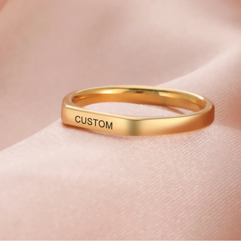 Personalized Engraved Name Ring – Custom Stainless Steel Band in Elegant Tone