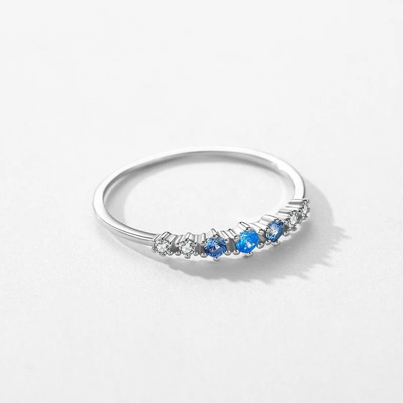 Azure Whisper – Sterling Silver Blue Zirconia Stacking Ring