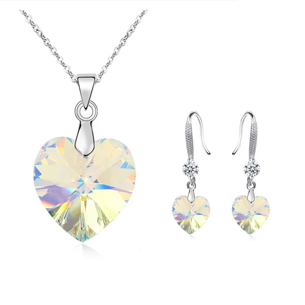 Premium Elegant Sakura Dolphin Jewelry Set in 925 Sterling Silver with Zircon – Necklace & Earrings Set