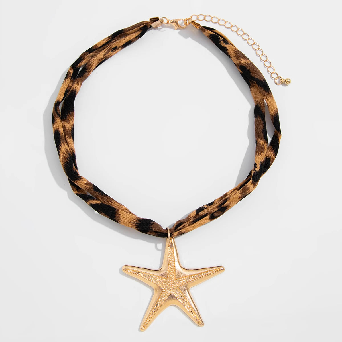 Velvet & Metal Layered Necklace – Conch, Starfish & Heart Charms