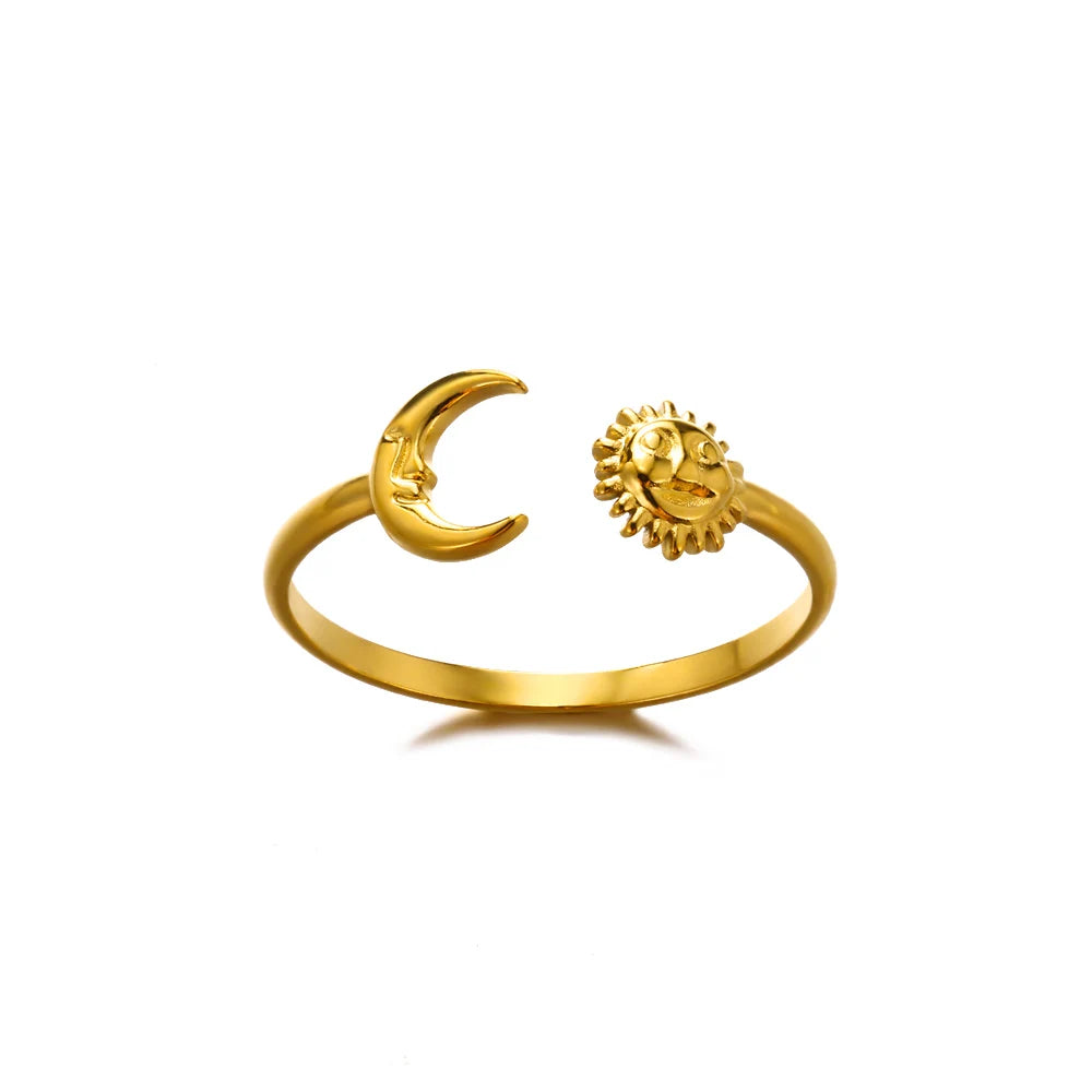 Stella Nova Rings – Adjustable Gold-Tone Stainless Steel with Star & Shell