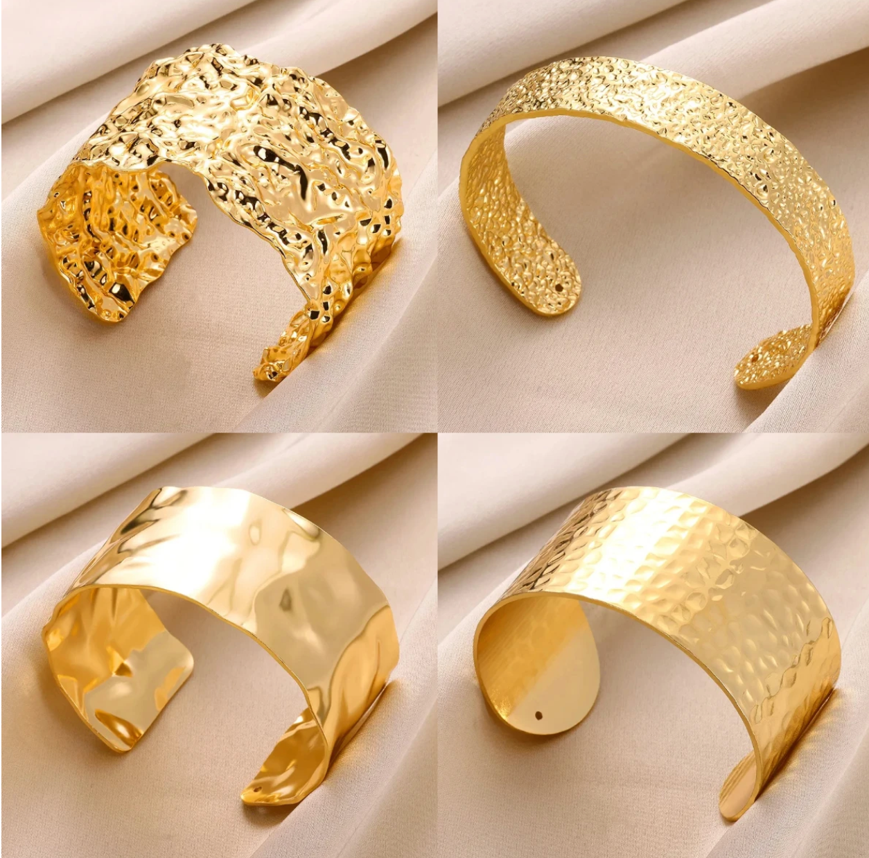 Exquisite Gold-Tone Classic Bump Cuff Bracelet – Luxury Stainless Steel Bangle