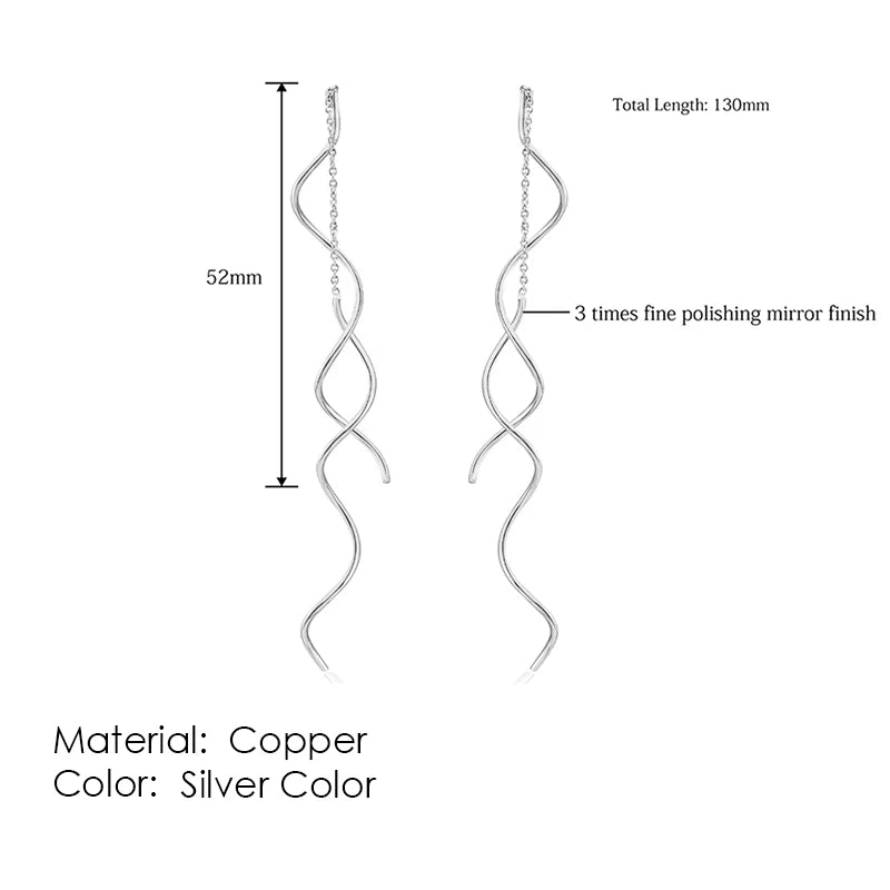 Sparkling Rose Gold Ear Threaders – Elegant Long Dangle Crystal